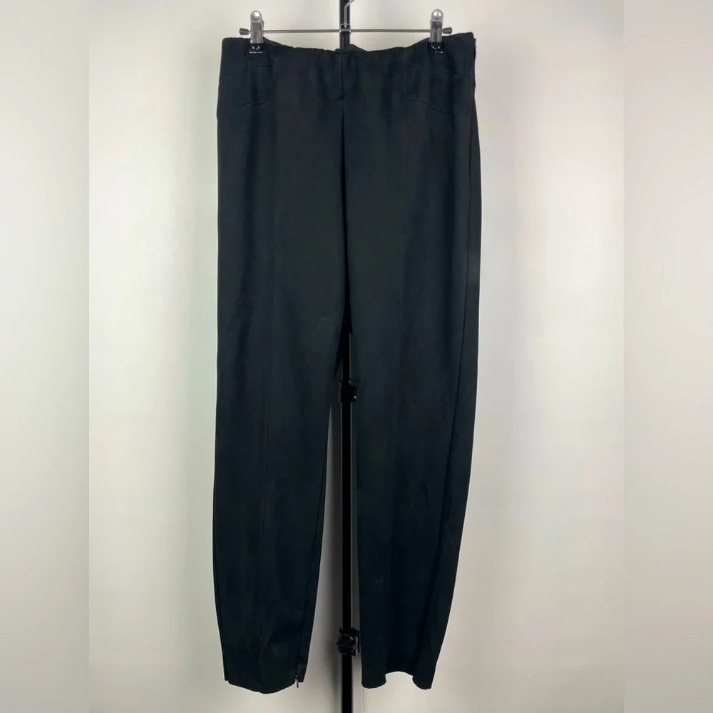 Zara Basic Black Faux Suede Tapered Ankle Zip Mid Rise Elastic Waist‎ Leggings